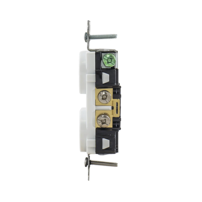 Contacto Dúplex 20 A, 125 V, 2 Polos, 3 Hilos, Cableado Posterior y Lateral, Color Blanco (Nema 5-20R).