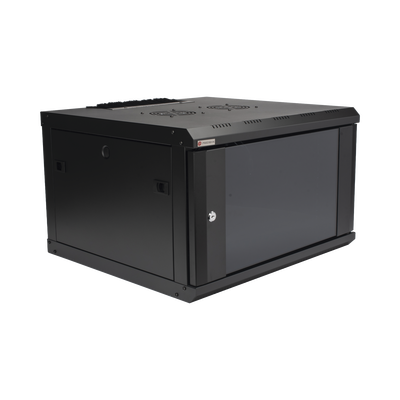 Gabinete de Pared PRECISION 19 in 6UR (455mm) - Cristal Templado. Incluye: 2 Ventiladores y Panel Cepillo