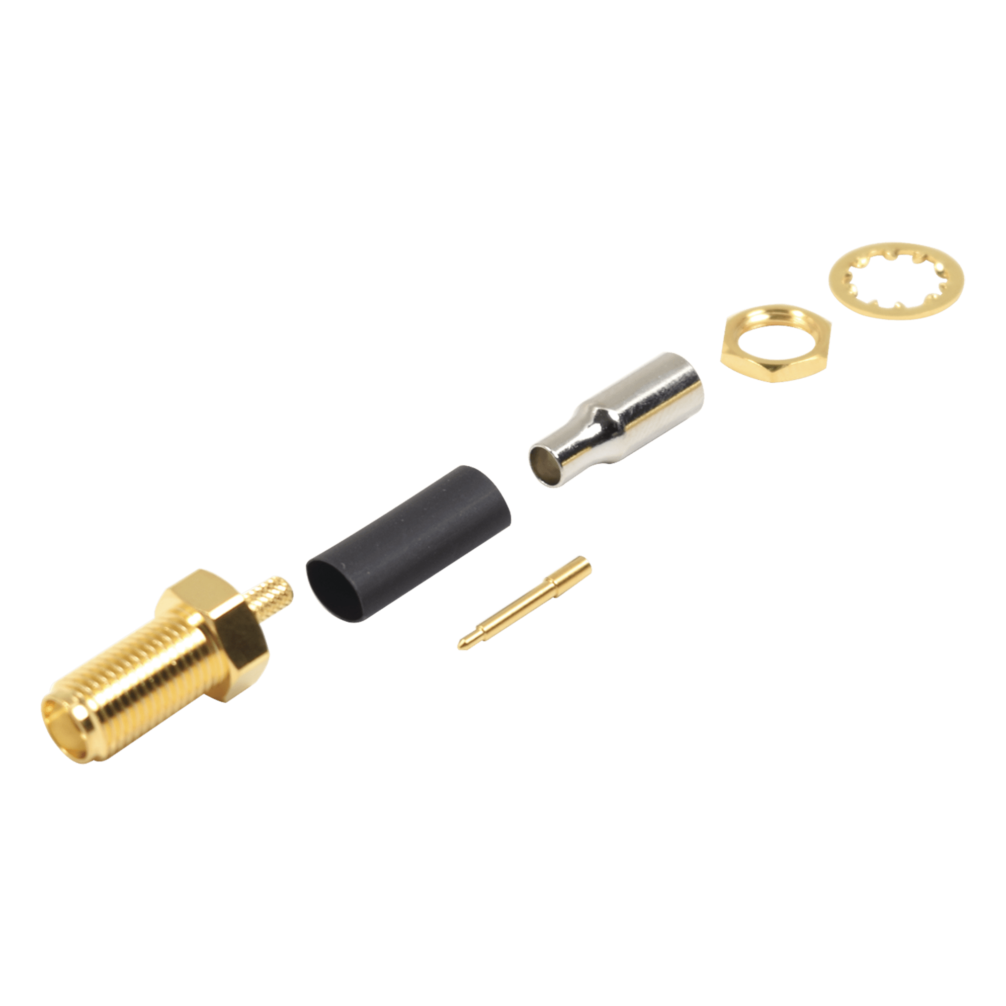 Conector SMA Hembra Inverso / Chasis en D Plano, Anillo Plegable / Cable RG-316 . — RF INDUSTRIES,LTD · SKU RP-3252-1B1