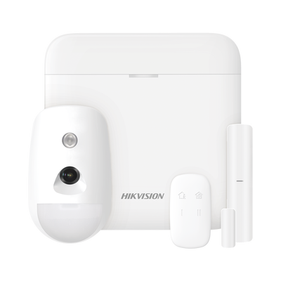 (AX PRO) KIT de Alarma AX PRO con GSM (3G/4G) / Incluye: 1 Hub / 1 Sensor PIR con Cámara / 1 Contacto Magnético / 1 Control Remoto / WiFi / Compatible con Hik-Connect P2P — HIKVISION · SKU DS-PWA48-KS-CAM