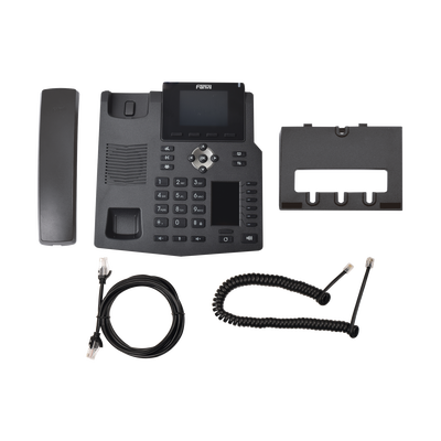 Teléfono IP empresarial para 4 líneas SIP con 2 pantallas LCD, 6 teclas BLF/DSS, conferencia de 3 vías, PoE