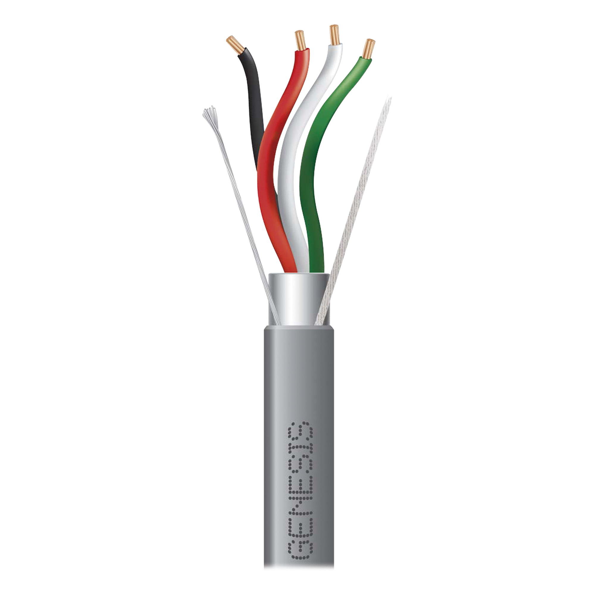 Carrete de 305 Metros (1000 Pies) / Cable 4 x 18 AWG / Color Gris / Blindado / Riser / Aplicaciones de Audio Control de Acceso y Automatización — GENESIS · SKU 2215-1009/1000