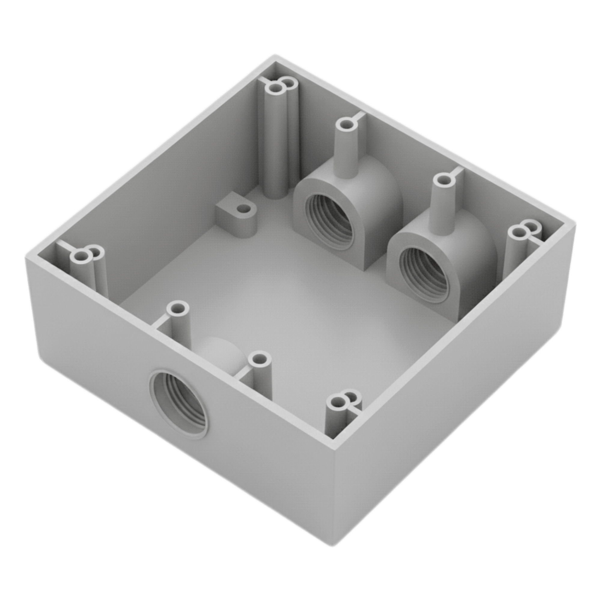 Caja Condulet Cuadrada de 3/4" (19.05 mm)/ 3 Bocas (2 Arriba-1 Abajo) / A Prueba de Intemperie. — RAWELT · SKU RC-0485