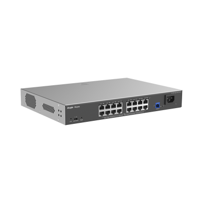 e-Lighten ONU / Switch PoE+ Hibrido, Capa 2 con un Puerto PON 1G SC/UPC y 16 Puertos Ethernet PoE+ 1G hasta 240 Watts y 100 Clientes