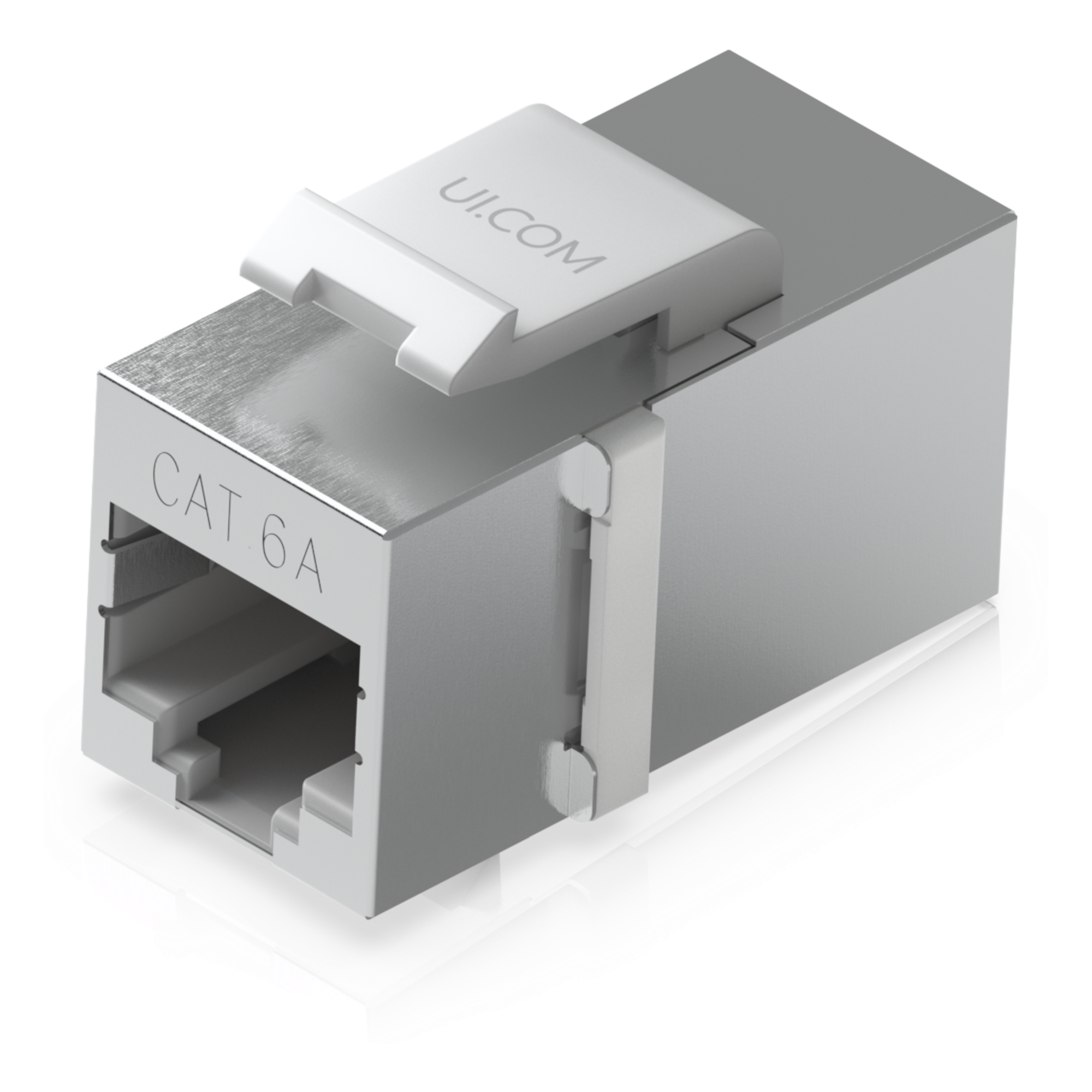 Keystone Coupler Cat6A Pass-Through para Cable Ethernet Preterminado, Instalación Snap-In en Patch Panel, Paquete con 12 Piezas — UBIQUITI · SKU UACC-KEYSTONE-COUPLER-C6A