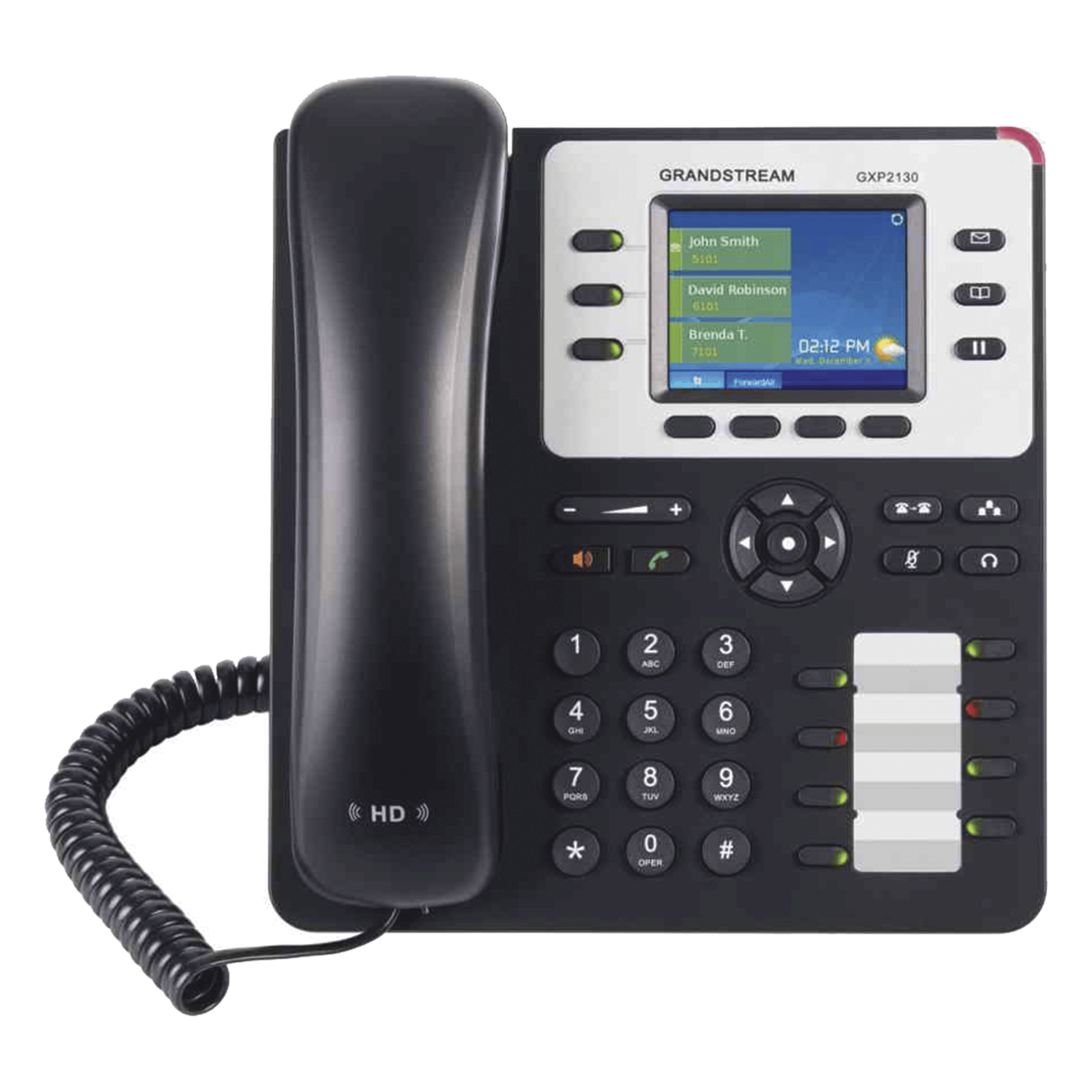 Teléfono IP Empresarial de 3 Líneas con 4 teclas de función, 8 teclas de extensión BLF y conferencia de 4 vías. PoE — GRANDSTREAM · SKU GXP-2130