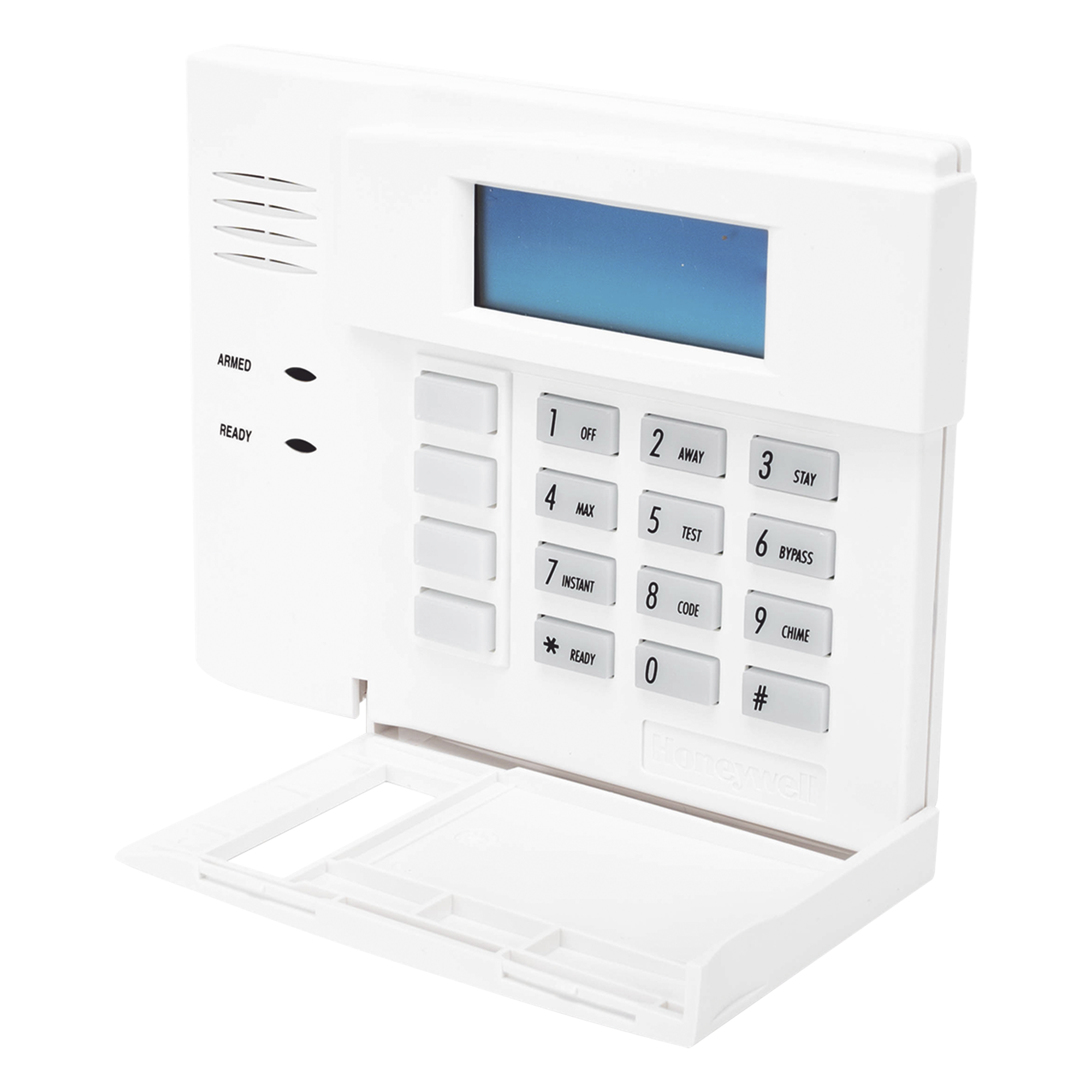 Teclado de alarma con pantalla LCD de palabras fijas en inglés, teclas retroiluminadas y 4 botones de función, para paneles serie VISTA — HONEYWELL HOME RESIDEO · SKU 6150