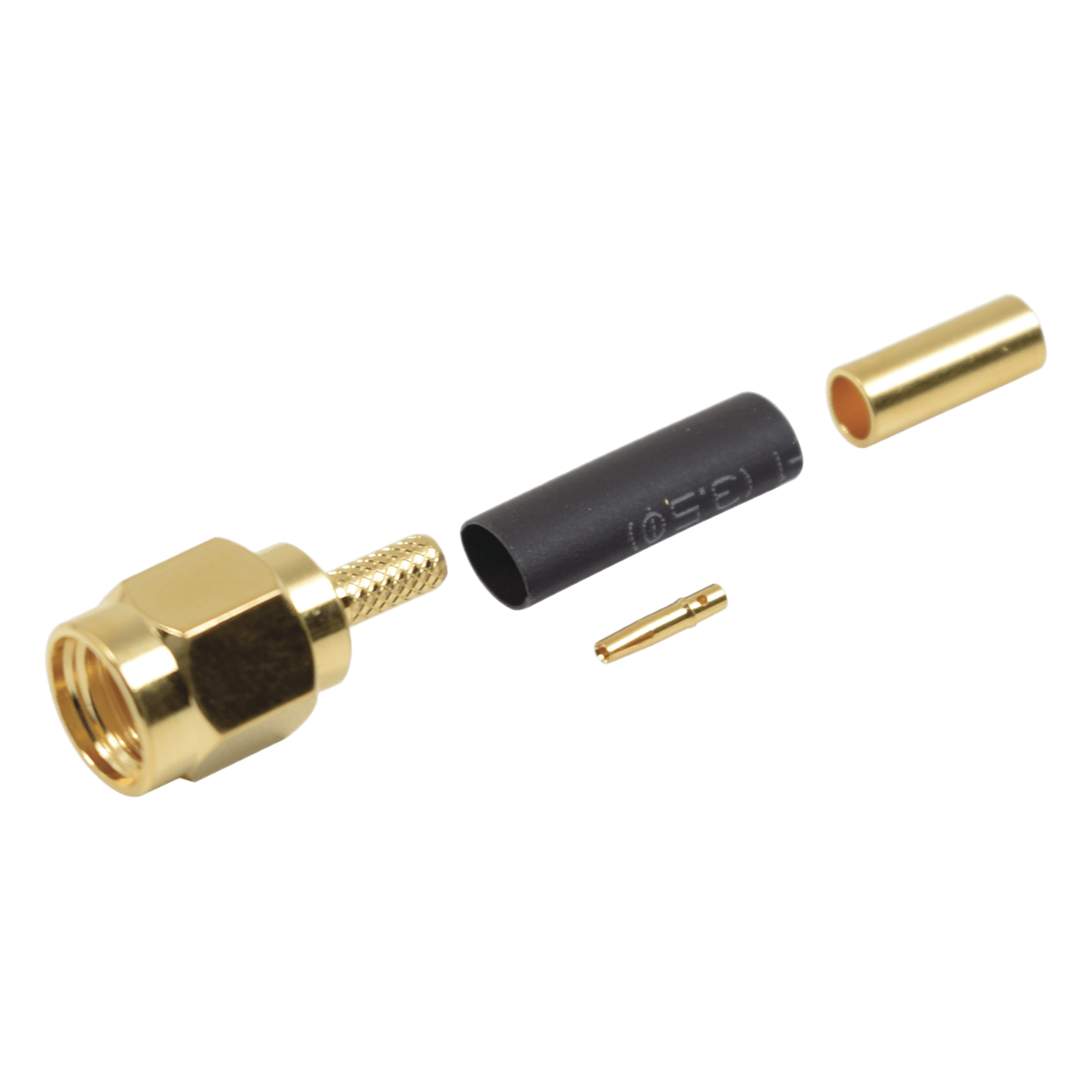 Conector SMA Macho Inverso de Anillo Plegable para Instalar en Cables RG-174/U y RG-316/U. — RF INDUSTRIES,LTD · SKU RP-3000-1B