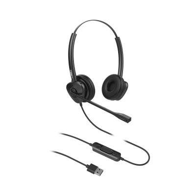 Diadema binaudal (duo) con tecnología antishock para teléfonos IP FANVIL USB con micrófono de cancelación de ruido, larga durabilidad 