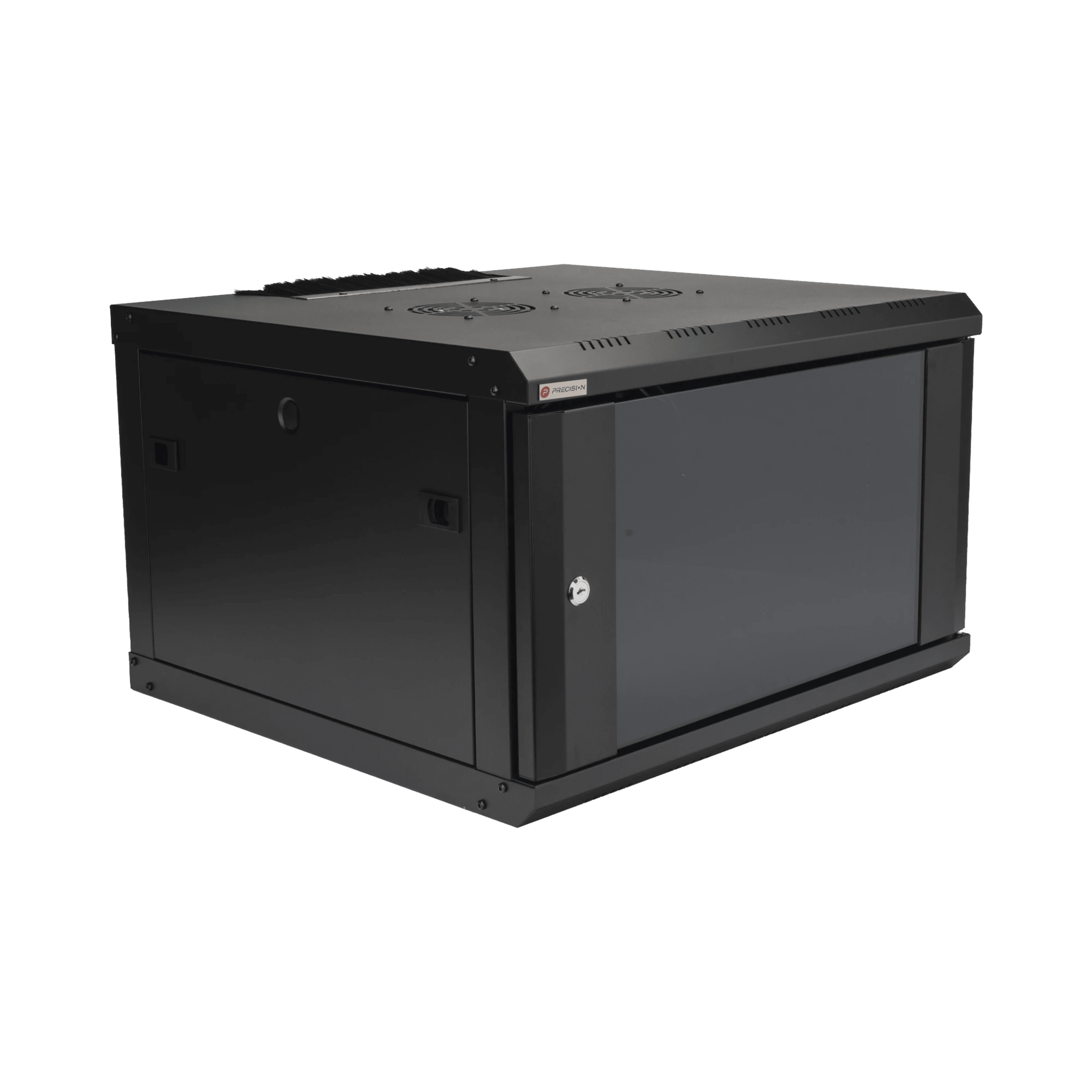 Gabinete de Pared Desarmable / 6U / 19 Pulgadas / 600 x 550 x 382 mm / Cristal Templado 5 mm / Carga Estática 60 kg / Acero SPCC RAL 9004 / IP20 Interior / RoHS