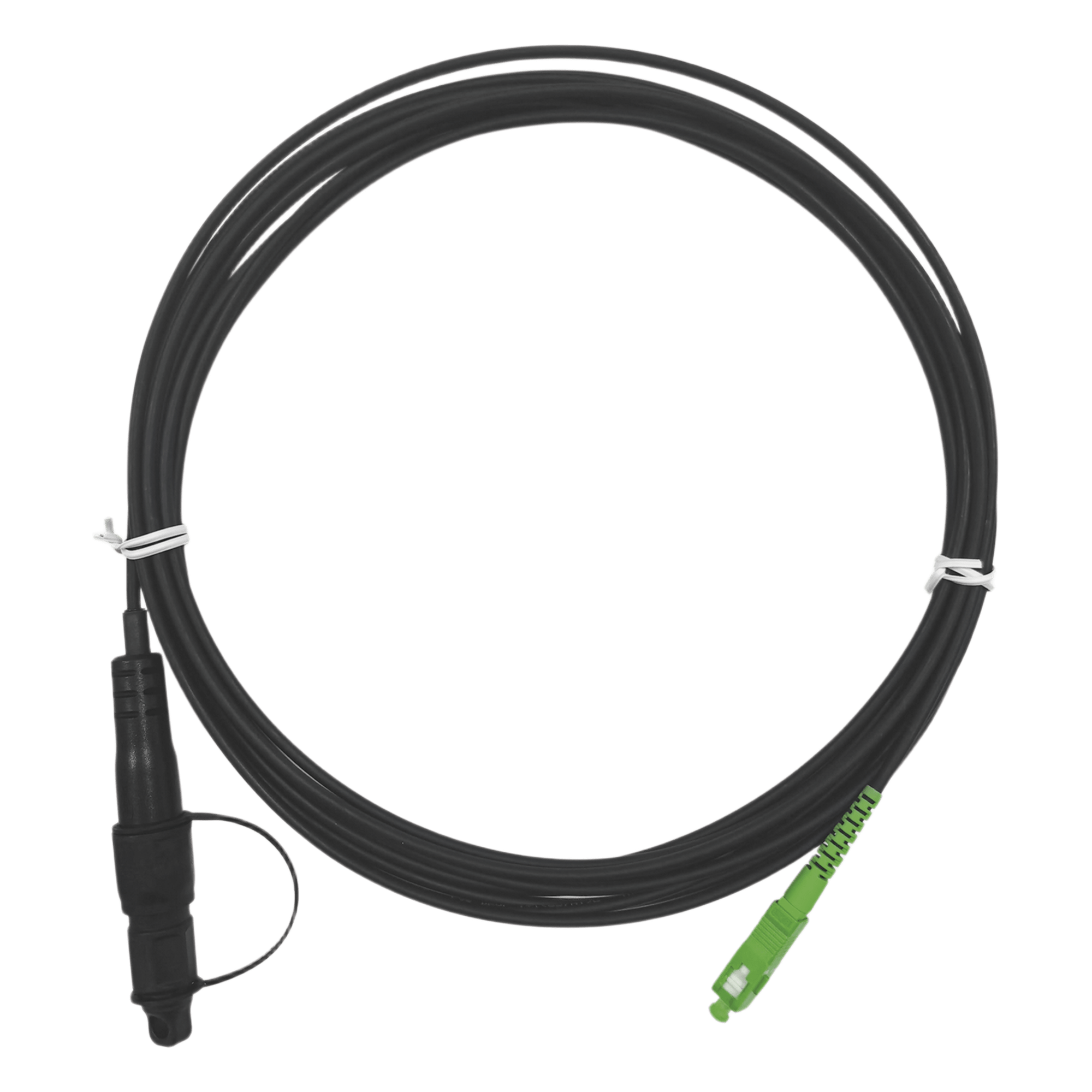 Jumper de Fibra Óptica, Conector SC/APC - Conexión a Caja FDP460, Redondo, 5 Metros (16.40 Pies), Forro 3 mm, G657A2, Negro — FIBERHOME · SKU OFC-S1-BK-SA-H1A-30-5-2601